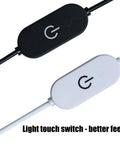 Slick Touch Dimmer Power Extension Cable With Heavy Duty Flexible PVC Cord and On Off Switch in black and white.