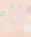 Assorted die shapes including scalloped circles, squares, and hearts, from Mini Die Set For Scrapbooking And Card Making - 7 Scalloped Circle Dies