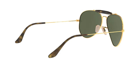 Unisex Outdoorsman II Aviator Sunglasses With Gold Frame And G Fifteen Green Lenses 62 Millimeter Size For Classic Pilot Style
