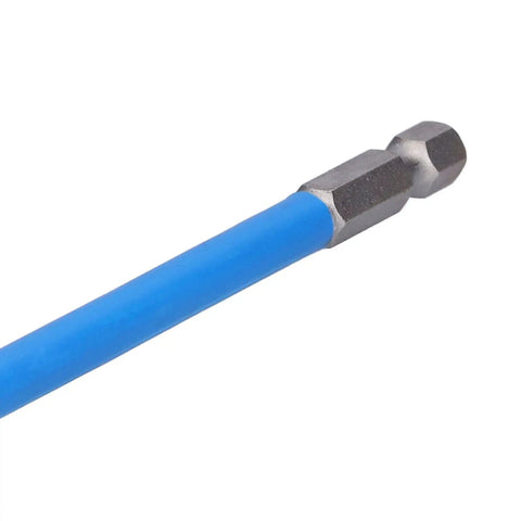 Rock Solid 10 Piece S2 Steel Impact Head Bit Kit For Hardcore Home Decor And Heavy Screw Work That Never Ruts Or Blows Out. close-up of blue S2 steel impact bit