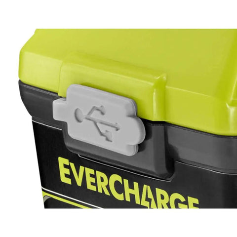 Close-up of USB port on 18V ONE Plus EverCharge LED Area Light With 1.3 Ah Battery And Wall Mount Charger, Cordless Work Light for Job Sites