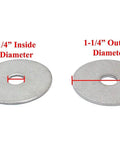 Stainless Fender Washer 0.406 In ID By 1.5 In OD By 0.05 In Thick, 18-8 (304) Stainless Steel Flat Washers Plain Finish, 100 Pack