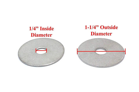 Stainless Fender Washer 0.406 In ID By 1.5 In OD By 0.05 In Thick, 18-8 (304) Stainless Steel Flat Washers Plain Finish, 100 Pack