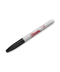 Real Deal Heavy Duty Permanent Markers Fine Point Black Quick Dry Ink That Handles Extreme Heat Up To 500F On Metal Glass And Lab Surfaces Rock Solid Twelve Pack on white background.