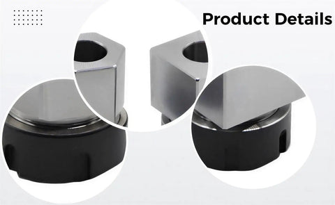 Close-up of ER32 collet block set for CNC milling and lathe workholding showing square and hex blocks with 60 and 90 degree indexing.