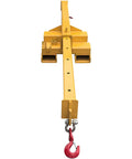 Heavy Duty Bidirectional Telescoping Forklift Jib Boom 5 Ton Crane Attachment with red hook and yellow steel frame.