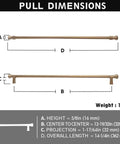Dimensions diagram of Antique Brass Stainless Steel Cabinet Handles, 320mm length, includes height, projection, and center dimensions.