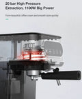 Heavy Duty 20 Bar Coffee Machine With Independent Steam Frother for Silky Lattes showing 20 bar high pressure extraction system.