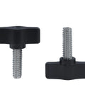 Four Pack Of 1/4 To 20 By 3/4 Inch Stainless Steel Thumb Screws Built Tough With A Knurled Grip and Rust Resistant Coating Offering No Sweat Upgrades For Woodworking Shops Or Machinery Assembly On Demand - black and silver thumb screws with knurled grips