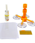 DIY Windshield Chip And Crack Repair Kit For Cars with resin, plastic sheets, and applicator tool for quick auto glass fixes.