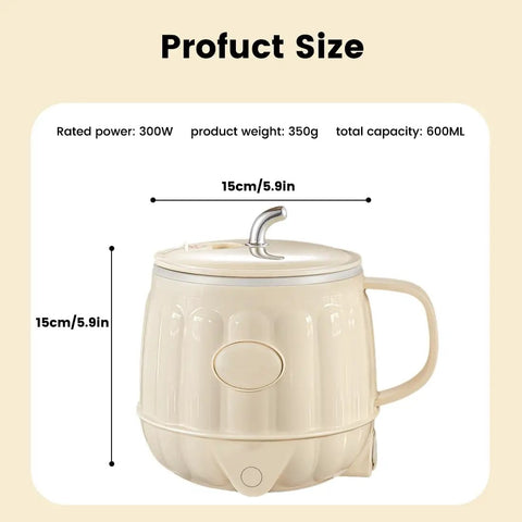 Dual Pack 600 Ml Electric Heated Milk Cup Portable Coffee Warmer with Three In One Design for Boiling Water and Slow Stewing, 15cm size.