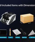 Mixed Denomination Money Counter With Bank Grade CIS UV MG IR Counterfeit Detector Touch Screen Printer Compatible and accessories.