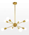 Gold Sputnik Light Fixture With 8 Lights, Modern Brass Chandelier For Dining Room Kitchen Living Room Bedroom Entryway Foyer