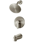 Tub And Shower Faucet Set With Valve In Brushed Nickel No Fuss Install, 6 Inch High Pressure Showerhead, Complete Bath Kit