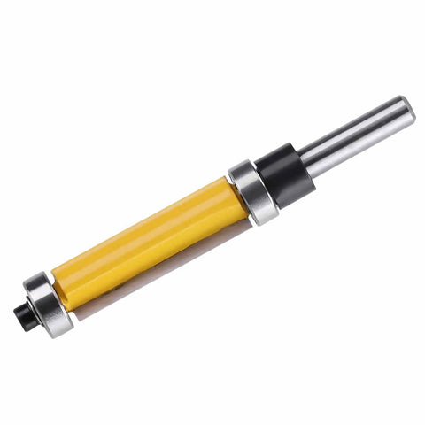 Flush Trim Router Bit Set Pro Grade One Half Inch Cutting Diameter Carbide Tipped with yellow coating