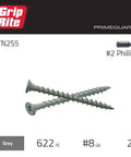 Polymer Coated Size 8 Deck Screw With Coarse Threads And Bugle Head Gray 5 Lb Box Pro Grade Primeguard 10 outdoor rated.
