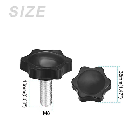 Star Shaped Metal Clamping Handle Screws Knobs Set Of 4 M8x16mm For Housing Construction Lathe Machines and Industrial Equipment