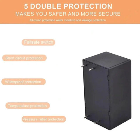 Rock Solid Industrial Grade AC-DC Power Module 5W 12V 0.42A with five protection features shown.