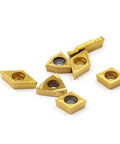Pro-Grade Carbide Turning Inserts MGMN300 16ER A60 WCMT06T304 CCMT09T304 DCMT11T304 shown in set of seven for lathe tool holder.