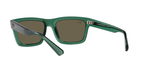 Side view of Warren Rectangular Sunglasses For Men Not Polarized 57mm Frames In Transparent Green And Brown Classic Everyday Vibe Shades