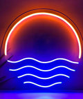 Tropical Sunset Sea LED Neon Sign 12x12 Inches Handmade Wall Decor USB Powered Night Light with red glow on sturdy acrylic