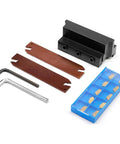 Oscarbide 3/4 in self-lock block with adjustable blade; includes GTN-3/GTN-4 carbide inserts and blue storage case