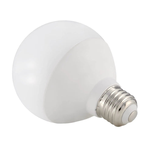 Close-up of a single G25 LED Vanity Bulb 450 Lumens 2700K Soft White Light Non Dimmable 40 Watt Equivalent with E26 Base showing bulb detail.