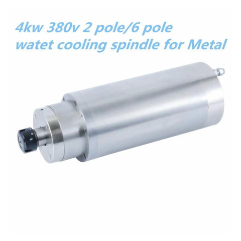 Heavy Duty Cnc Water Cooled Spindle Motor With Vfd Drive Kit For Precision Engraving And Milling 4Kw 380V showing metal body and cooling features.