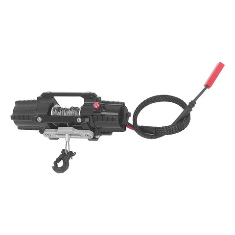Premium Alloy RC Winch With Dual Motor For Axial Scx10 And D90 1/10 Crawlers, detailed view showing rope and hook.