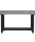 Heavy Duty Welding Fixture Table With Precision Laser Cut Holes And Storage Shelf Built Beefy For Garage Shop Projects, front view