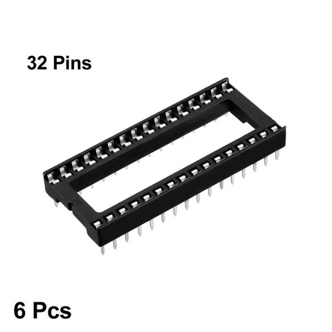 DIP IC Socket Adapter 32 Pin Dual Row 2.54mm Pitch Solder Type With 15.2mm Row Spacing 6 Pack for PCB Prototyping