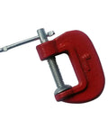 Heavy Duty Steel C Clamp 1 Inch G Clamp For Woodworking And Welding Jobs With Swivel Pad and Acme Screw Thread side view.