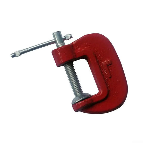 Heavy Duty Steel C Clamp 1 Inch G Clamp For Woodworking And Welding Jobs With Swivel Pad and Acme Screw Thread side view.