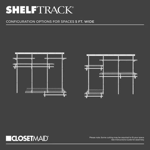 Heavy Duty Wire Closet Organizer System With Adjustable Shelves And Double Clothes Rods built for 5 ft wide wall mounted closet layout options.