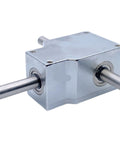 Heavy Duty 90 Degree Spiral Bevel Gearbox Reducer Assembly With Dual Shafts For Small Industrial Motors, steel casing and shafts.