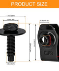 All In One M6 U Clip Automotive Kit With Speed Nuts And Screw Clips For Engine Splash Shield And Fender Liner Car Accessories Heavy Duty Carbon Steel Hardware product size chart, M6 black carbon steel clip and screw dimensions
