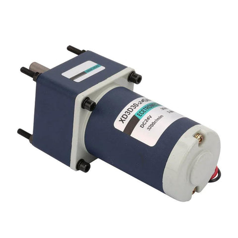 DC 24V 30W high adjustable speed gear motor with metal gear, permanent magnet drive, shown close-up, smooth running for precise linear motion.