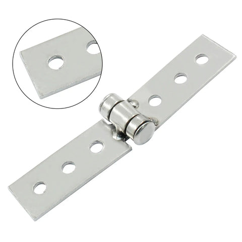 Top Tier 3 Inch Sliding Barn Door Hinges 4 Pack Silver Stainless Steel Foldable Pivot Design close-up of hinge detail and holes.