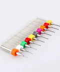 Carbide Micro Drill Bits Set 10 Piece 0.3mm To 1.2mm High Precision Tiny Bits in plastic casing with colored holders