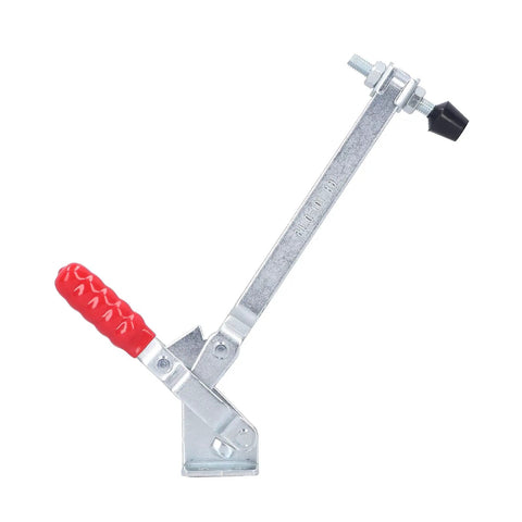 Tough As Nails Quick Release Toggle Fixture For Vertical Woodworking And Welding Projects Polished Iron Hold Down Clamp with red handle
