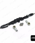 Badass Black Skull Shift Linkage For Harley Softail Models 6061 Billet Aluminum 12 Inch Length Extends To Sixteen Point Five Inches Center To Center Mounts Three Inches Longer Than OEM Durable Fit For Dyna Glide Flht Flhr Fxdwg. black skull shift linkage with rod ends and hardware
