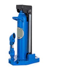 Badass 5 Ton Hydraulic Toe Lift Jack With Tough Steel Build And Dual Purpose Design For Smooth Shop Projects And Quick Emergency Flat Tire Fixups On The Road, blue hydraulic jack with toe handle.