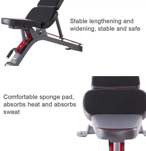 Adjustable Home Gym Bench And Dumbbell Stool Foldable and Multifunctional for strength training with sponge padding close-up.