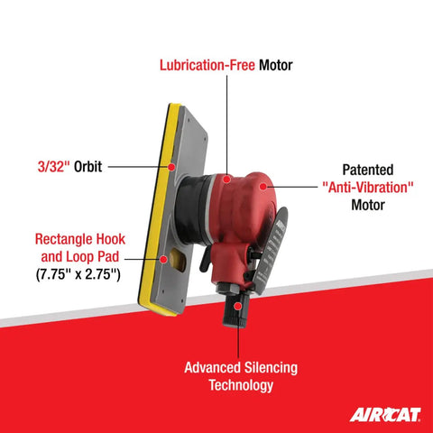 Jitterbug Sander Three Thirty Second Inch Orbit 10000 RPM Lubrication Free Air Motor Anti Vibration Tech Quiet Silencing System