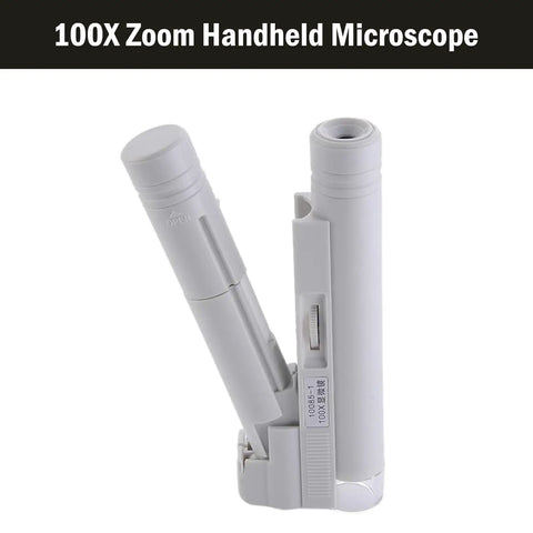 Handy 100X Zoom Jewelry Magnifier With LED Light Double Tube Pocket Loupe For Stamp Printing And Antique Jewels Identification Mini Microscope Magnifying Glass HD Illumination For Close Up Crafts