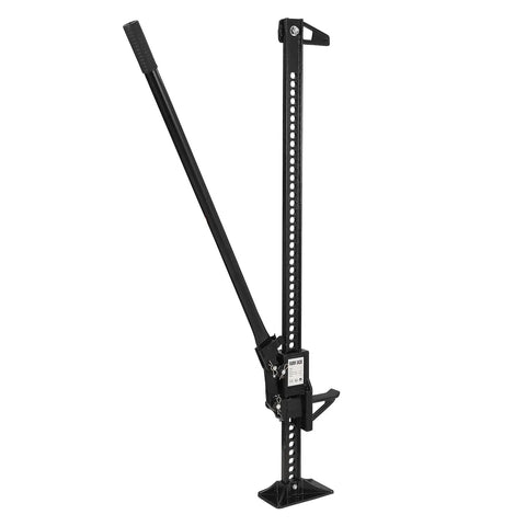 Heavy Duty Ratcheting Hydraulic Farm Jack 7000 Lbs Capacity Converts To Off Road Lifting Beast From 33 To 60 Inches Ideal For Tractors Trucks SUVs Bumpers Recovery And Trail Rescue. Steel frame jack in upright position with visible lever