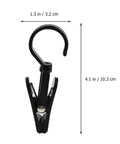 Black rotatable plastic curtain clip with 360-degree swivel hook, 1.3x4.1 inches, from the 10 pack set for versatile curtain use.