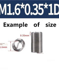 Pro Grade Stainless Steel Helical Thread Repair Insert Kit with Multiple Sizes, M1.6*0.35*1D size example, secure grip