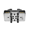 Heavy Duty Self Centering Vise For 125 mm Precision Machining And Pipe Clamping, top view showing mounting holes and features.