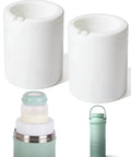 Two Pack Replacement Cooling Gel Tubes Compatible With Portable Breast Milk Cooler Reusable Freezer Inserts displayed with milk bottle.